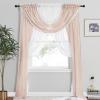 imageNICETOWN Swag Valance for Living Room Farmhouse Waterfall Valance Kitchen Sheer Curtains Country Beaded Curtains for Nursery Baby Bedroom 1 Panel White W59KhakiWhite