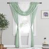 imageNICETOWN Swag Valance for Living Room Farmhouse Waterfall Valance Kitchen Sheer Curtains Country Beaded Curtains for Nursery Baby Bedroom 1 Panel White W59Sage GreenWhite