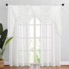 imageNICETOWN Swag Valance for Living Room Farmhouse Waterfall Valance Kitchen Sheer Curtains Country Beaded Curtains for Nursery Baby Bedroom 1 Panel White W59Faux Linen White