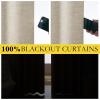 imageNICETOWN Taupe 100 Blackout Linen Curtains 84 inch Long Burg Farmhouse Thick Completely Blackout Window Treatment Panels Thermal Insulated Drapes for Living Room 1 Pair 52 Width Each Panel