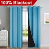 imageNICETOWN Teal Blue Full Shade Curtain Panels Pair of Thermal Insulated amp Energy Efficiency Blackout Drapes for Living Room Windows Lined Silky Performance Window Dressing 37 Wide x 84 Long Gray