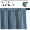 imageNICETOWN Window Curtains for Bedroom Smoky Blue 2 Panels W42 x L48 Inch Home Decoration Thermal Insulated Rod Pocket Blackout Blinds amp Drapes for Small Windows