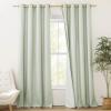 imageNICETOWN 100 Absolutely Blackout Linen Curtains with Thermal Insulated White Liner Sage Green W52 2 Pieces Noise Reducing Textured Linen Look Curtains for Windows 92 inch Length for Classroom