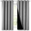 imageNICETOWN 100 Blackout Curtains with Black Liners Thermal Insulated Full Blackout 2Layer Lined Drapes Energy Efficiency Window Draperies for Bedroom Silver Grey 2 Panels 52inch W by 63inch L