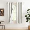 imageNICETOWN 100 Blackout Linen Texture Curtains 70 inches Long Ivory 2 Pcs Thermal Insulated Full Blackout 2Layer Lined Drapes Energy Efficiency Window Draperies for Boys Room