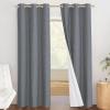 imageNICETOWN 100 Blackout Linen Texture Curtains 84 inches Long Dove Grey 2 Pcs Thermal Insulated Full Blackout 2Layer Lined Drapes Energy Efficiency Window Draperies for Boys Room