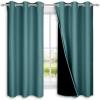 imageNICETOWN 100 Blackout Short Curtains with Black Liners 2 Panels 37 W by 63 L Sea Teal Solid Thermal Insulated Full Blackout 2Layer Lined Drapes Energy Efficiency Window Draperies for Bedroom