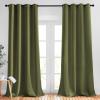 imageNICETOWN Blackout Curtains for Living Room  Functional Blackout CurtainsPanels for Bedroom Window Decoration Privacy Assured Set of 2 52 x 95 inches in Olive Green