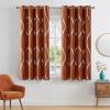 imageNICETOWN Blackout Short Curtains Panels for Bedroom Microfiber Noise Reducing Thermal Insulated Wave Line Foil Print Design Drapes for Office Classroom Stone Blue 2 Panels 52 x 54 Inch1  Burnt Orange