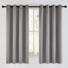 imageNICETOWN Chrome Gray Bedroom Curtains 63 inch Length 2 Panels Grommet Window Treatment Thermal Insulated Solid Faux Silk Room Darkening Drapes for Kids Room W52 x L63