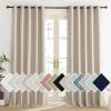 imageNICETOWN Cream 100 Blackout Linen Curtains 120 inch Long Burg for Living Room 1 Pair 62 Width Each Panel Farmhouse Thick Completely Blackout Window Treatment Thermal Insulated Drapes