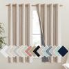 imageNICETOWN Cream Linen Complete Blackout Curtains 48 inches for Kids Room 2 Panels Thermal Insulated amp Noise Reducing Window Draperies with Grey Liner Noise Reducing Short Drapes