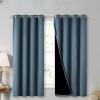 imageNICETOWN Extra Long Truly Blackout Drapes for Hall and Villa 46 Width Each Panel 45 Length Smoky Blue 2 Pieces 100 Blackout Window Curtain Panels with Black Lined for Night Shift Worker
