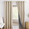 imageNICETOWN Farmhouse Style 100 Blackout Cream Linen Curtains 90 inches Length 2 Panels 52 W Room Cooling Window Draperies with Thermal Insulated Liners for Dining Room