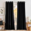 imageNICETOWN Faux Linen Black Blackout Curtains 84 inches Long for Living Room  Privacy Panels for Bedroom Modern Farmhouse Style Easy Care Grommet Top 2 Panels W52 by L84