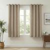 imageNICETOWN Linen Curtains 96 Inch Length for Living Room 2 Panels Farmhouse Light Filtering White Semi Sheer Curtain Soft Grommet Linen Textured Privacy Window Drapes for Bedroom 52 W x 96 LOatmeal