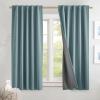 imageNICETOWN Natural Full Blackout Back Tab Linen Curtains 84 Long 2 Panels BohoChic Thick Linen Blend Drapes for Bedroom Thermal Insulated Window Covers with White Backing for Cafe Bar 42 WideSkylark Blue