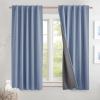 imageNICETOWN Natural Full Blackout Back Tab Linen Curtains 84 Long 2 Panels BohoChic Thick Linen Blend Drapes for Bedroom Thermal Insulated Window Covers with White Backing for Cafe Bar 42 WideStone Blue