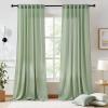 imageNICETOWN NonSeeThrough Sheer Kitchen Curtains 36 inches Long 2 Panels Privacy Rod Pocket amp Back Tab Short Window Treatments Light Filtering Drapes for BathroomKitchen Off White W52 x L36Sage Green