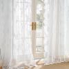 imageNICETOWN Semi Sheer Lace Curtains Window Drapes for Bedroom Living Room Rod Pocket Ivory White Rose Knitted Lace Retro Style Vintage to Light Filtering Airy Set of 2 Panels 52W x 63LScalloped Lace Border  Ivory White