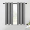 imageNICETOWN Silver Grey Small Window Blackout Curtain Panels for Bedroom Thermal Insulated Grommet Top Blackout Draperies and Drapes 2 Panels W42 x L45 Inch