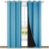 imageNICETOWN Teal Blue Full Shade Curtain Panels Pair of Thermal Insulated amp Energy Efficiency Blackout Drapes for Living Room Windows Lined Silky Performance Window Dressing 37 Wide x 84 Long Gray
