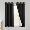 imageNICETOWN Vintage Open Linen Weave Flax Thermal Curtains 100 Blackout Curtains 54 Long for Dining Room Soundproof Window Treatment Drapes for Cafe Black 42 Wide Per Panel Set of 2