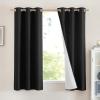 imageNICETOWN Vintage Open Linen Weave Flax Thermal Curtains 100 Blackout Curtains 63 inches Long for Dining Room Soundproof Window Treatment Drapes for Cupboard Black 42 Wide Per Panel Set of 2