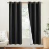 imageNICETOWN Vintage Open Linen Weave Flax Thermal Curtains 100 Blackout Curtains 70 inches Long for Dining Room Soundproof Window Treatment Drapes for Hall Room Black 34 Wide Per Panel Set of 2