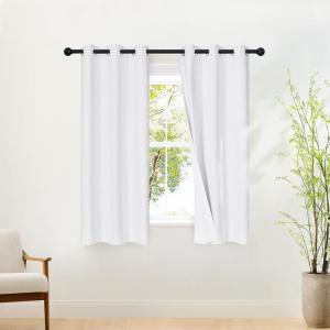 imageNICETOWN 100 Blackout White Curtains 63 inch Length Grommet Thermal Insulated Window Treatment Heat Reducing Drapes for BedroomKids Room W37 x L63 2 Panels