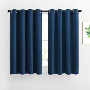imageNICETOWN 45 inches Bedroom Curtains Panels  Functional Blackout CurtainsPanels for Bedroom Thermal Insulated Privacy Assured 2 Pieces 52 x 45 inches in Moroccan Blue