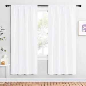 imageNICETOWN 50 Light Blocking Kitchen Curtains  Window Treatment Rod Pocket CurtainsDrapes for Bedroom 2 Panels 42 by 72 White