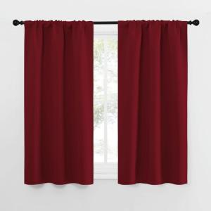 imageNICETOWN 50inch Curtains for Small Windows Thermal Insulated Privacy Short Drapes for Kitchen Bathroom Set of 2 Burgundy Red 29 Wide