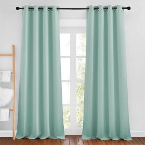 imageNICETOWN Aqua Blue Curtains 102 inches Long Grommet Thermal Insulated Solid Blackout Curtains Privacy Window Treatments for BedroomLiving Room W46 x L102 2 Panels