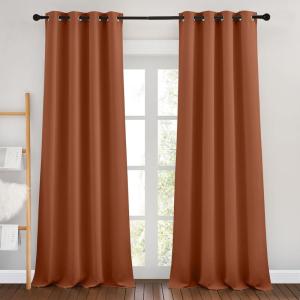 imageNICETOWN Bedroom Blackout Curtains 90 inches Long 2 Panels Set  Room Darkening Energy Saving Thermal Insulated Grommet Window Treatments Draperies for Living Room Burnt Orange W46 x L90