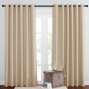 imageNICETOWN Bedroom Blackout Curtains and Drapes  Window Treatment Thermal Insulated Solid Grommet Blackout Draperies for BedroomLiving Room Biscotti Beige Set of 2 80 by 84 Inch