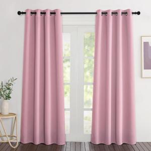 imageNICETOWN Blackout Crystal Pink Curtains 84 inches Long Grommet Room Darkening Thermal Insulated Sound Dampening Window Treatments for BedroomHome Office 2 Panels W46 x L84