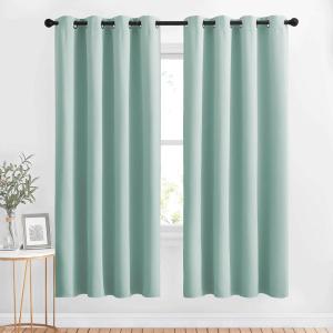 imageNICETOWN Blackout Curtain Panels 72  Window Treatment Energy Saving Thermal Insulated Solid Grommet Blackout Drapes for Living Room Aqua Blue 1 Pair 46 by 72Inch