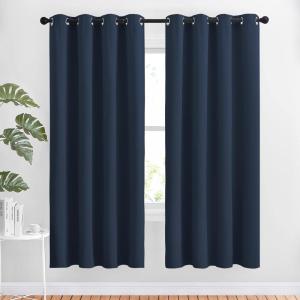 imageNICETOWN Blackout Curtain Panels 72  Window Treatment Energy Saving Thermal Insulated Solid Grommet Blackout Drapes for Living Room Navy 1 Pair 52 by 72Inch