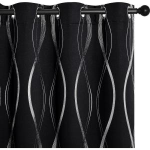 imageNICETOWN Blackout Curtain Panels 72 inches  Light Reducing Thermal Insulated Solid Grommet Blackout CurtainsPanelsDrapes for Living RoomNurseryKids Room Set of 2 52 inches by 72 Inch Black1  Black