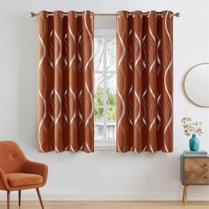 imageNICETOWN Blackout Curtain Panels 72 inches  Light Reducing Thermal Insulated Solid Grommet Blackout CurtainsPanelsDrapes for Living RoomNurseryKids Room Set of 2 52 inches by 72 Inch Black1  Burnt Orange