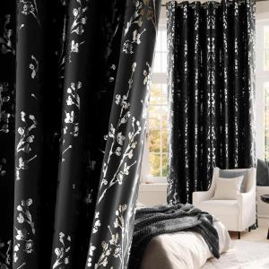 imageNICETOWN Blackout Curtain Panels 72 inches  Light Reducing Thermal Insulated Solid Grommet Blackout CurtainsPanelsDrapes for Living RoomNurseryKids Room Set of 2 52 inches by 72 Inch BlackBranch100 Blackout Black