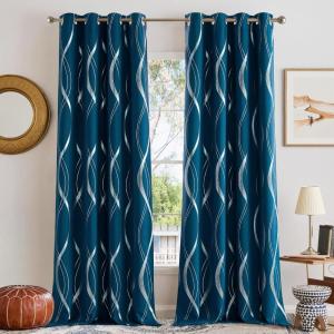 imageNICETOWN Blackout Curtain Panels 72 inches  Light Reducing Thermal Insulated Solid Grommet Blackout CurtainsPanelsDrapes for Living RoomNurseryKids Room Set of 2 52 inches by 72 Inch Black1  Moroccan Blue