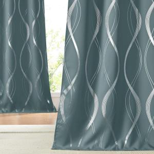 imageNICETOWN Blackout Curtain Panels 72 inches  Light Reducing Thermal Insulated Solid Grommet Blackout CurtainsPanelsDrapes for Living RoomNurseryKids Room Set of 2 52 inches by 72 Inch Black1  Greyish Blue