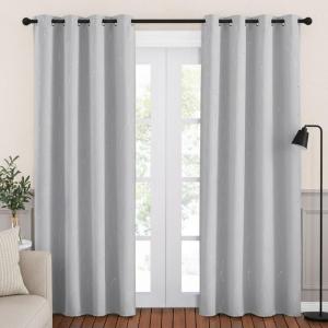 imageNICETOWN Blackout Curtain Panels 72 inches  Light Reducing Thermal Insulated Solid Grommet Blackout CurtainsPanelsDrapes for Living RoomNurseryKids Room Set of 2 52 inches by 72 Inch BlackLight Grey