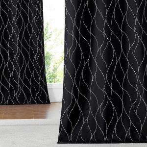 imageNICETOWN Blackout Curtain Panels 72 inches  Light Reducing Thermal Insulated Solid Grommet Blackout CurtainsPanelsDrapes for Living RoomNurseryKids Room Set of 2 52 inches by 72 Inch Black4  Black