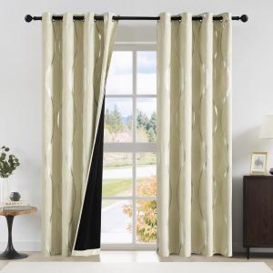 imageNICETOWN Blackout Curtain Panels 72 inches  Light Reducing Thermal Insulated Solid Grommet Blackout CurtainsPanelsDrapes for Living RoomNurseryKids Room Set of 2 52 inches by 72 Inch Black100 Blackout  Beige