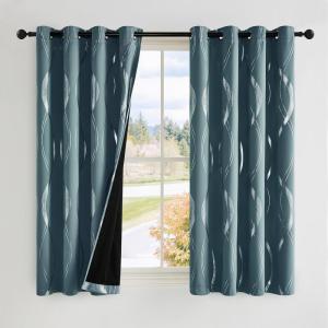 imageNICETOWN Blackout Curtain Panels 72 inches  Light Reducing Thermal Insulated Solid Grommet Blackout CurtainsPanelsDrapes for Living RoomNurseryKids Room Set of 2 52 inches by 72 Inch Black100 Blackout  Greyish Blue