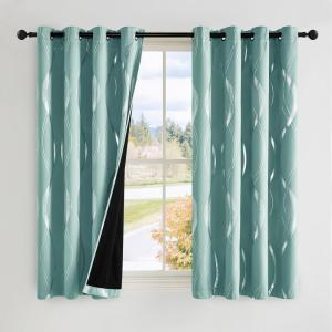 imageNICETOWN Blackout Curtain Panels 72 inches  Light Reducing Thermal Insulated Solid Grommet Blackout CurtainsPanelsDrapes for Living RoomNurseryKids Room Set of 2 52 inches by 72 Inch Black100 Blackout  Aqua Blue