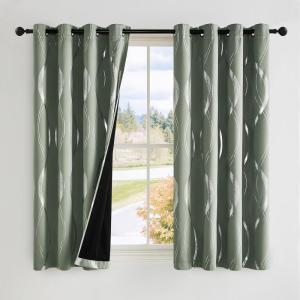 imageNICETOWN Blackout Curtain Panels 72 inches  Light Reducing Thermal Insulated Solid Grommet Blackout CurtainsPanelsDrapes for Living RoomNurseryKids Room Set of 2 52 inches by 72 Inch Black100 Blackout  Greyish Green